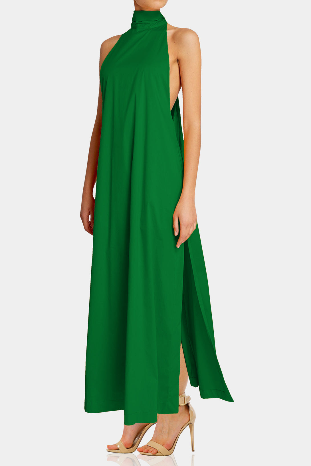 Small Classic Green High-Neck Maxi Dress Small Classic Green High-Neck Maxi Dress