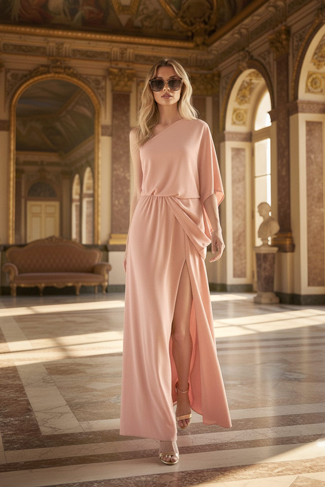 N ea Pari,
Elegant One Shoulder Dress,
Maxi Dress for Special Occasions,
One Sleeve Formal Dress,