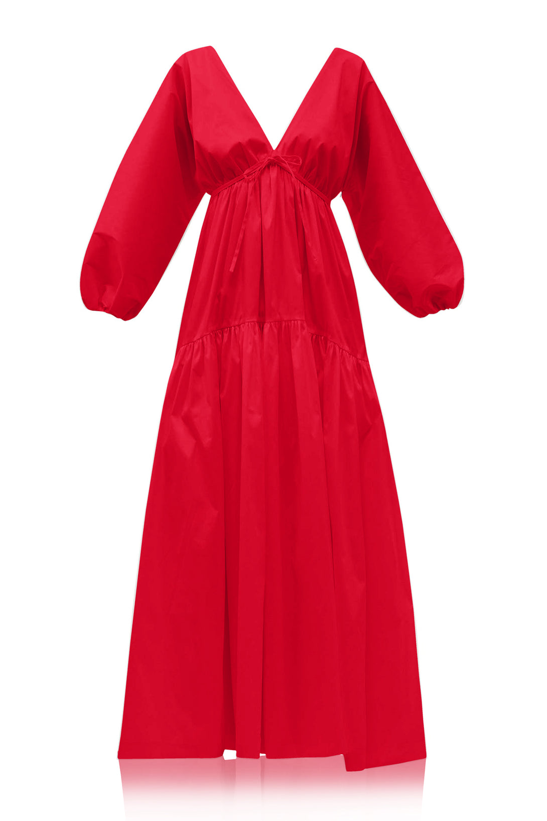 elegant red maxi dress, puff sleeve red gown, long designer dress for women, stylish red outfit, chic red long dress, luxury red designer gown, fashionable red maxi outfit, sophisticated red formal wear, classy red evening gown