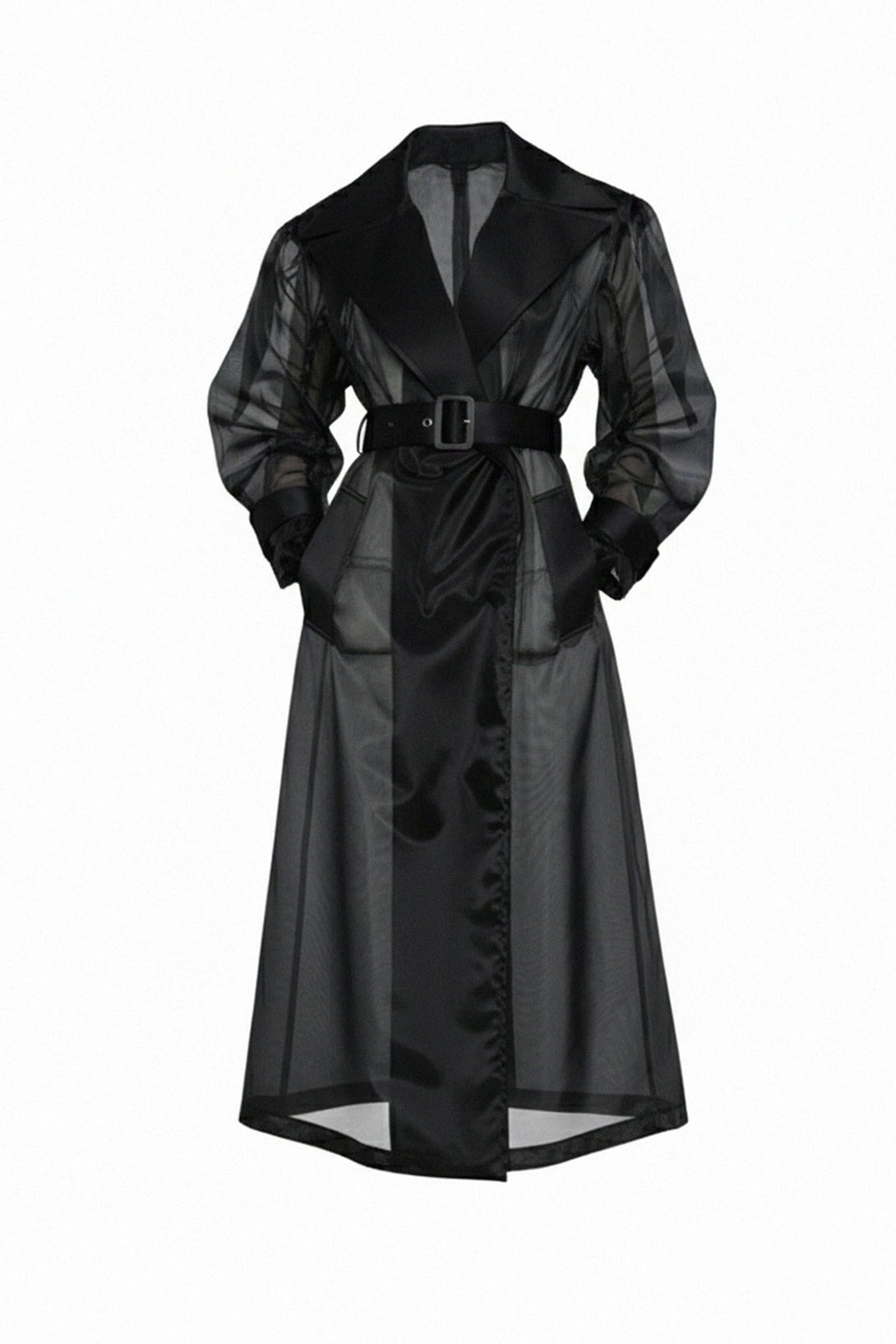 Sheer lightweight organza trench coat outfit, Shahida,