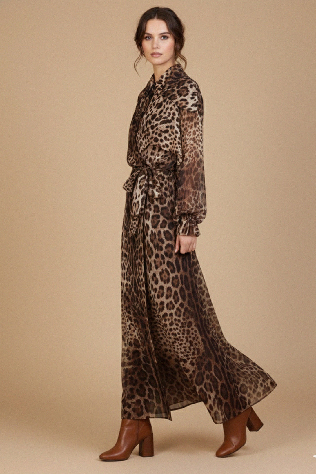 Full-body leopard print coat women, shahida parides