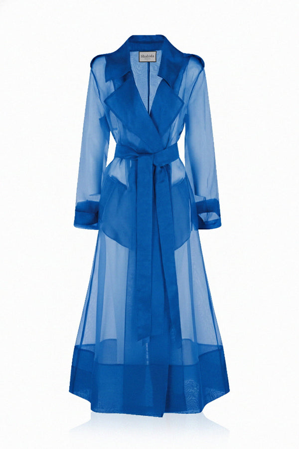 Luxury Transparent Trench Coat | Designer Organza Outerwear - Shahida Small Luxury Transparent Trench Coat | Designer Organza Outerwear - Shahida Small