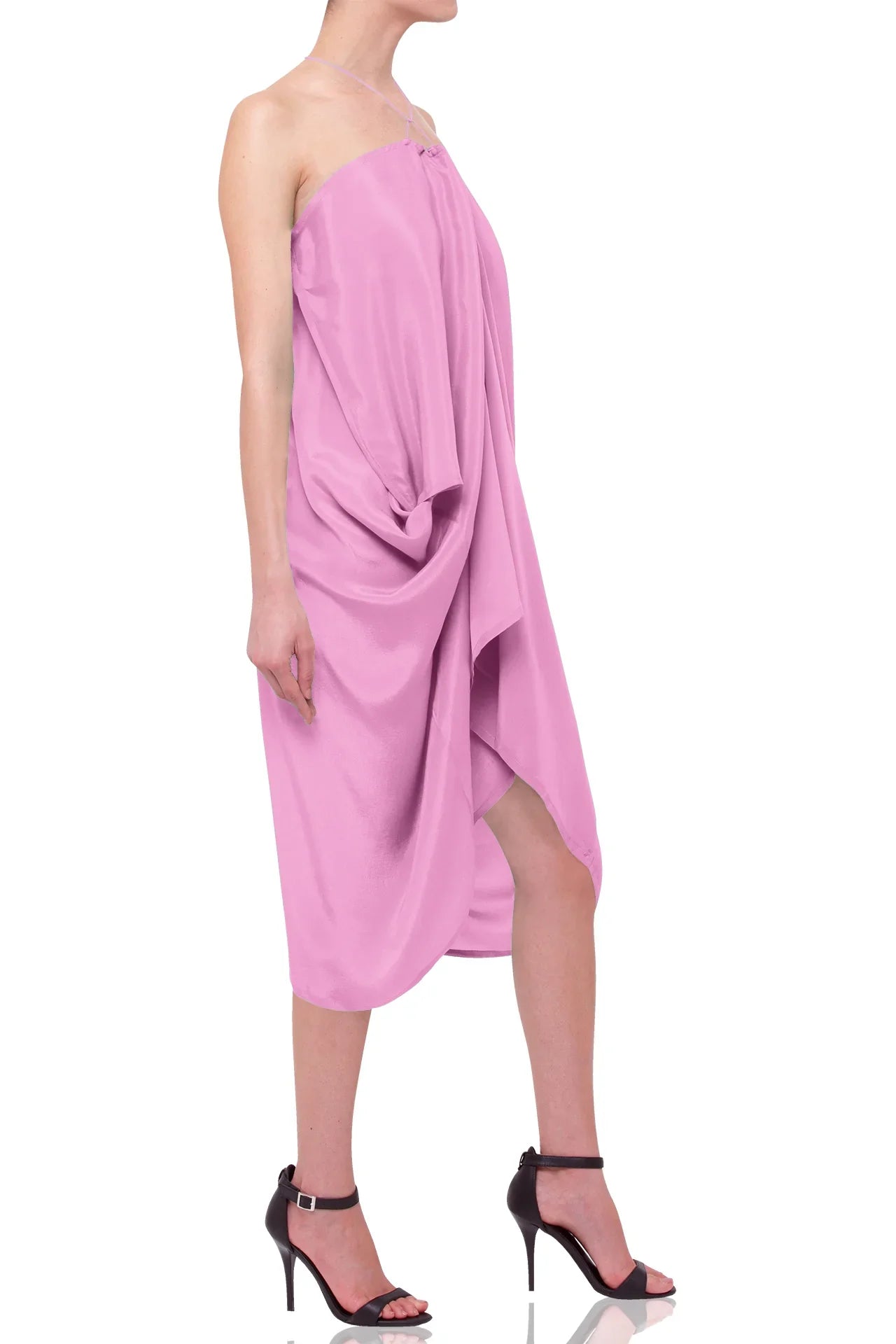 short silk kaftan dress One Size Wild Rose Silk Short Kaftan Dress – Handmade V-Neck