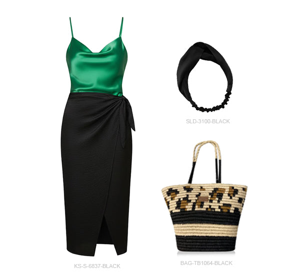 Emerald Satin Wrap Set