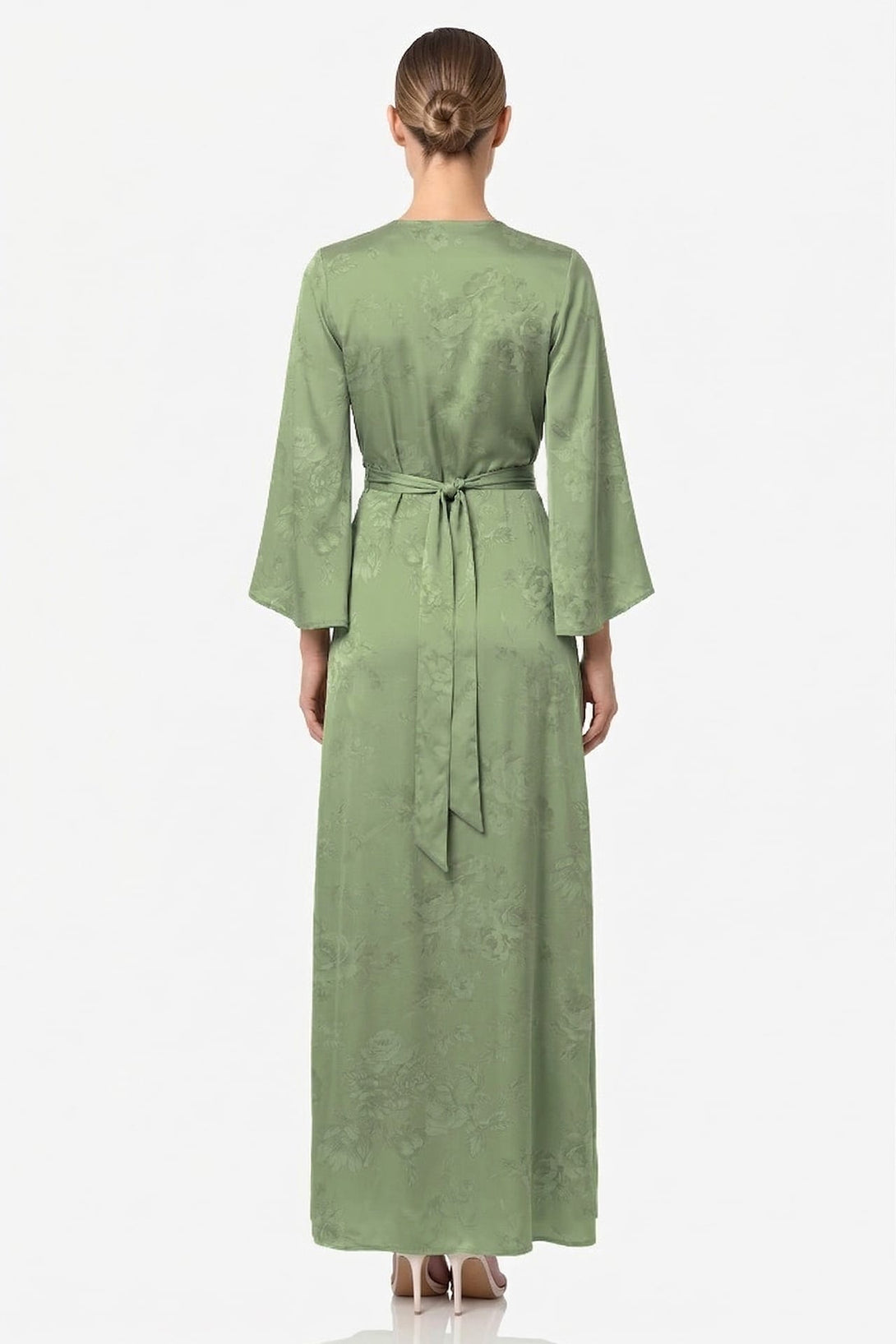 eucalyptus green satin dress Azazie Rue