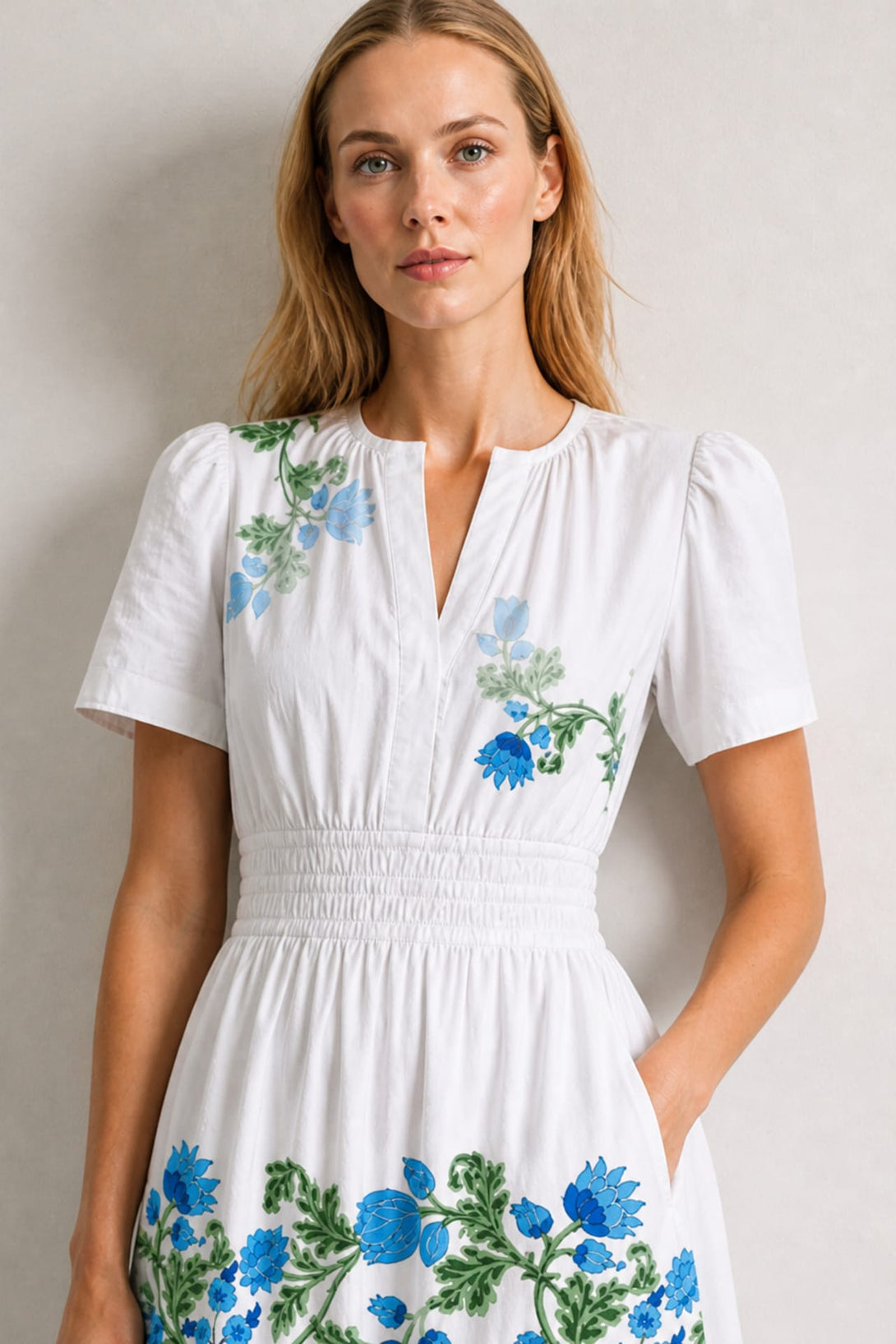Blue and White Floral Resort Maxi Dress