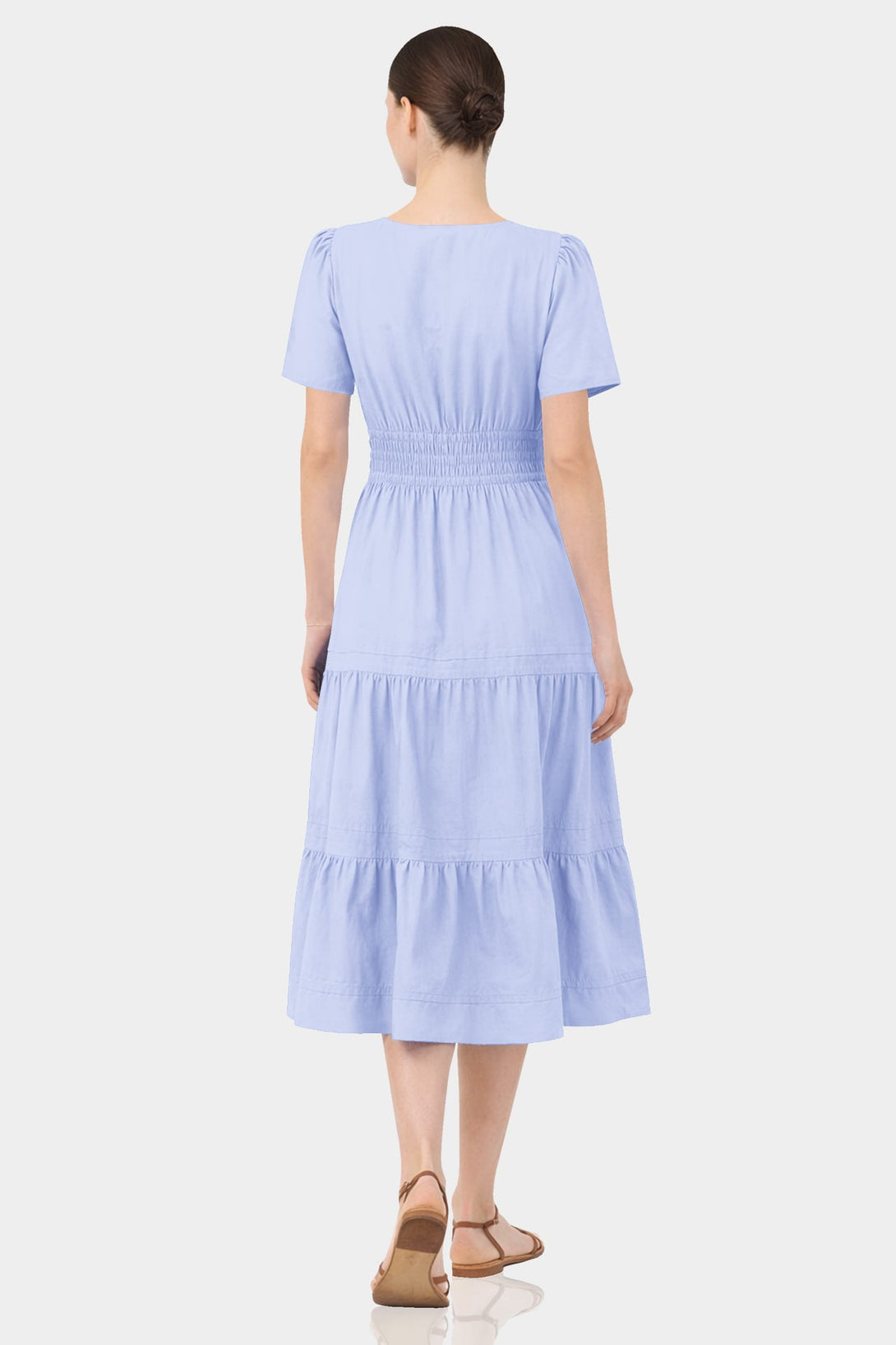 blue midi sun dress Light Blue Casual Midi Dress: Seraphina Light Blue / Large