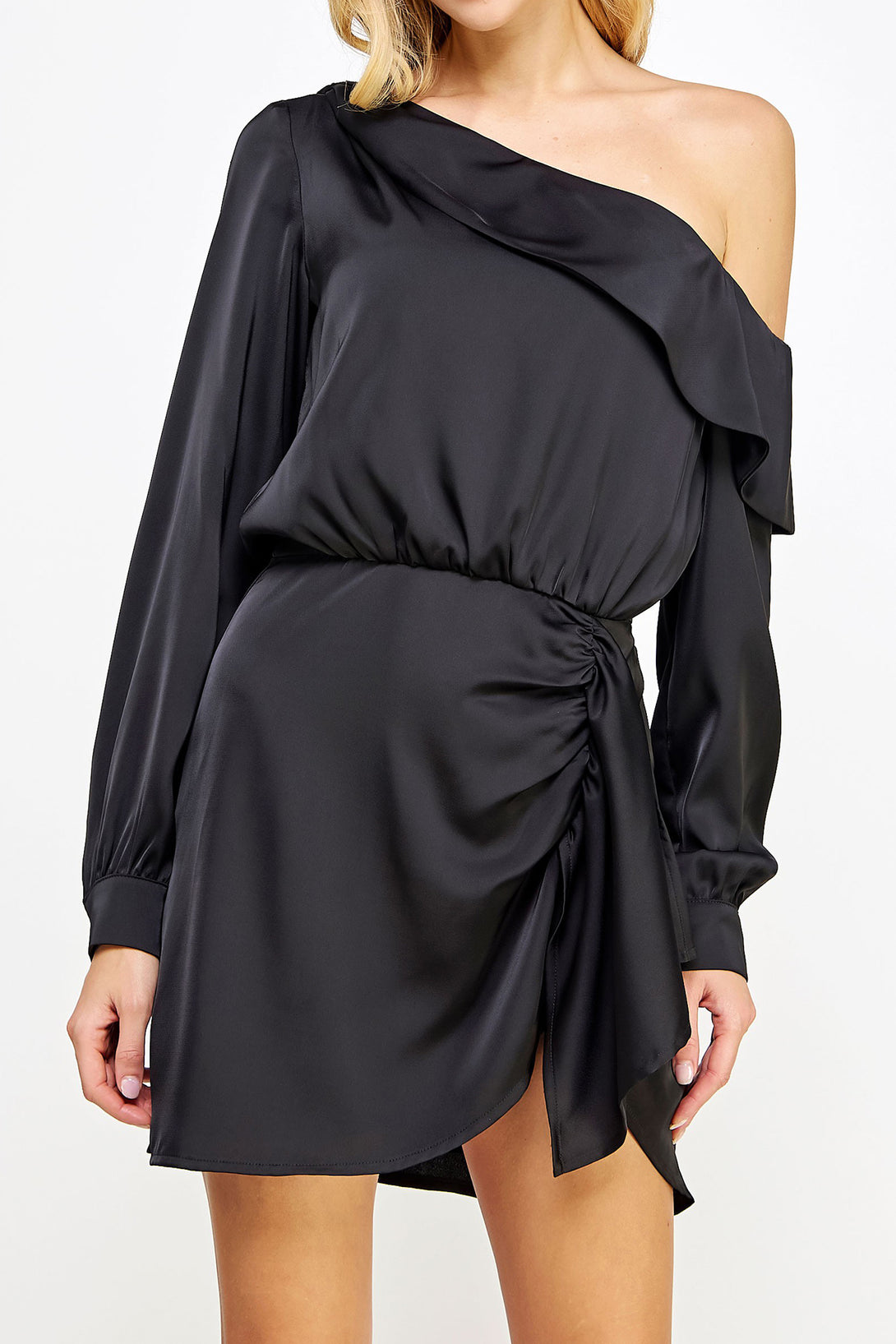 Shahida Parides,
bodycon one shoulder ruffle dress,
party ruffle mini dress,
one sleeve ruffle mini dress,