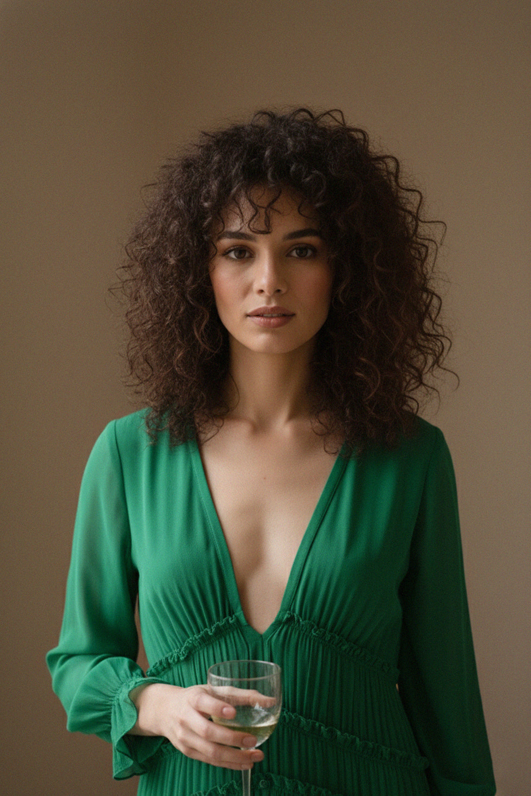 pleated fabric, green texture, evening couture, flowy chiffon, feminine finish, high low gown, detail shot, fashion luxury, elegant style, couture detail, refined tailoring, stylish craftsmanship