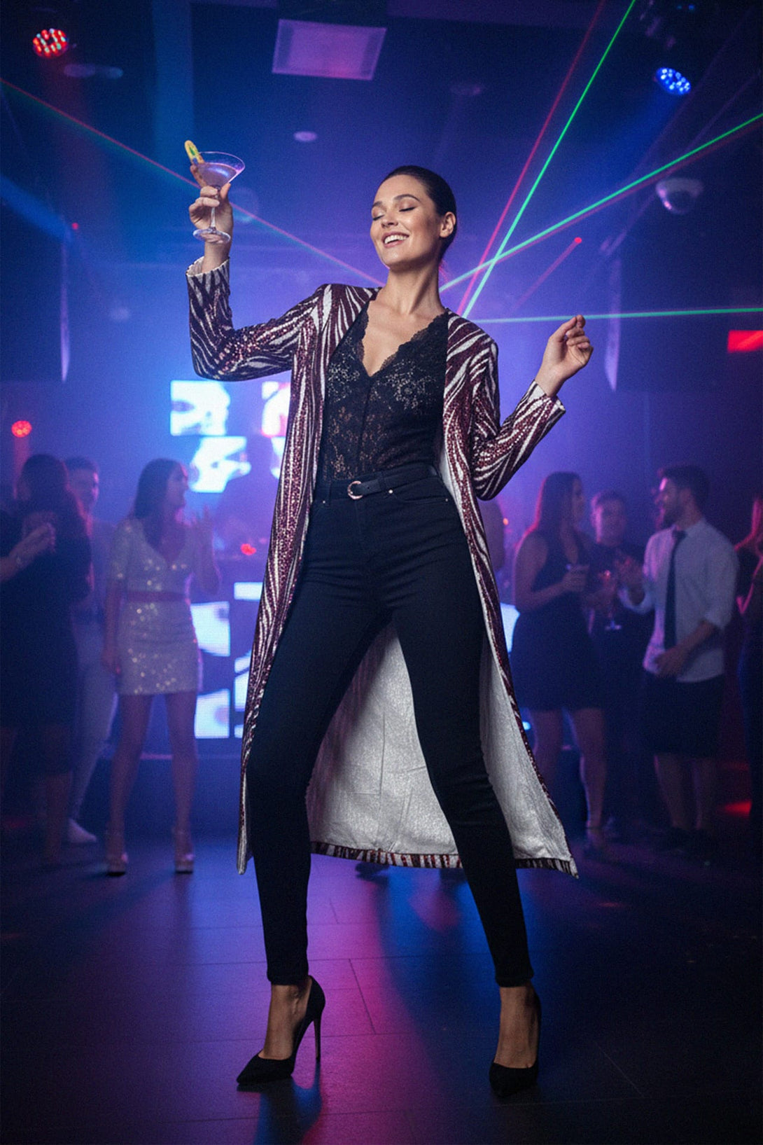 Shahida, Couture Coat, Designer long coat for events, Holiday party outerwear,