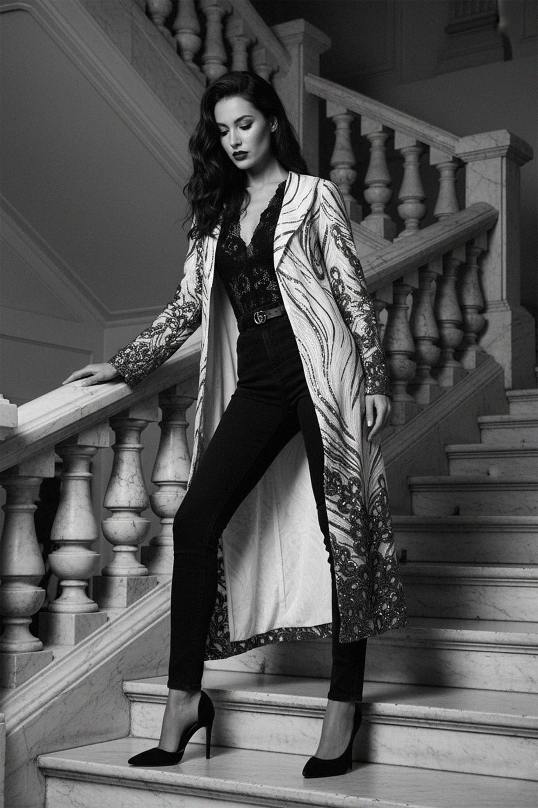 Shahida, Couture Coats, Women’s party coat, Statement sequin jacket,