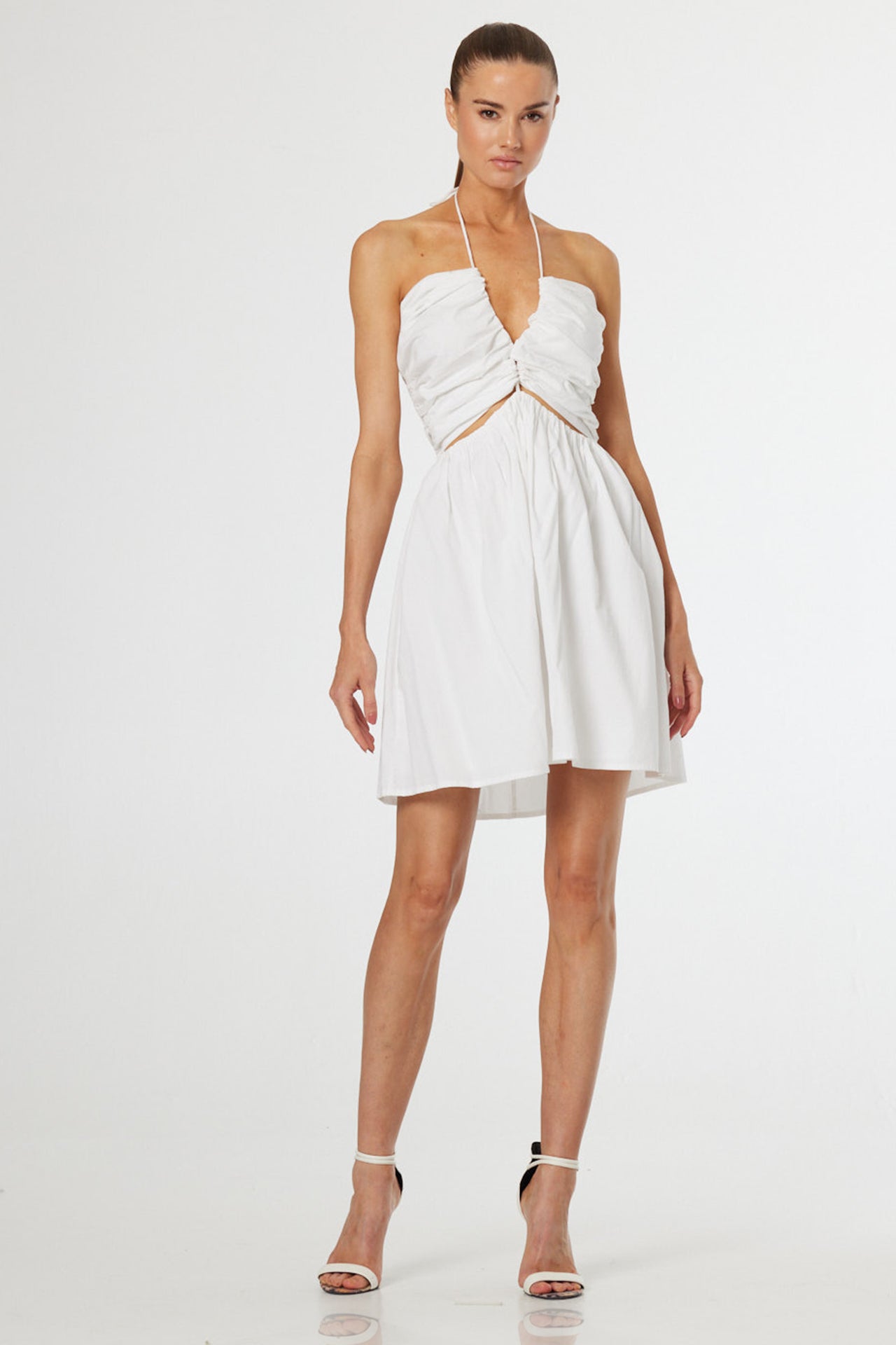 Luxury White Halter Mini Dress for Women – Shahida Parides