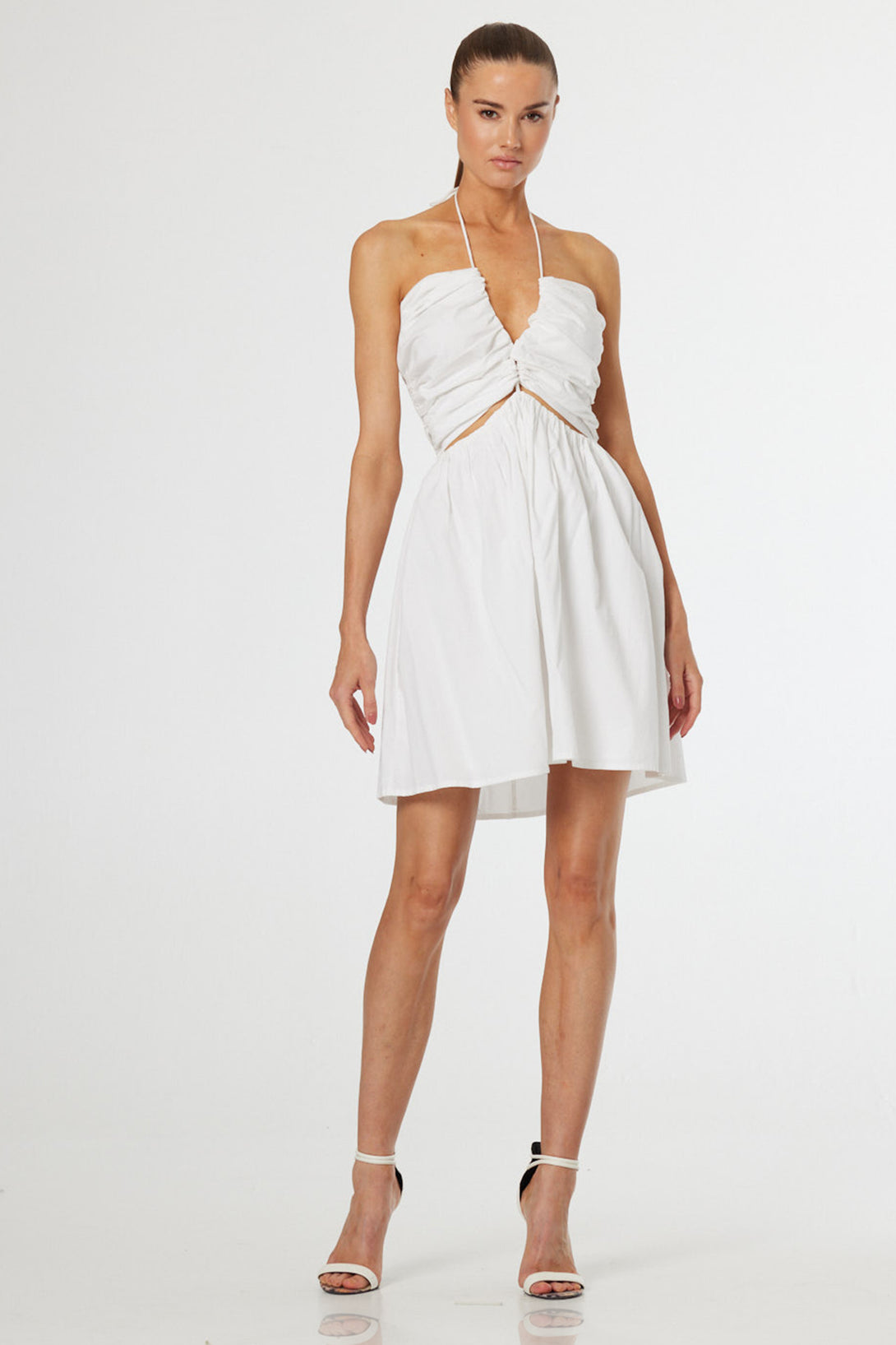 white mini dress luxury Tia Dorraine Mirage Crystal Ornament Mini Dress