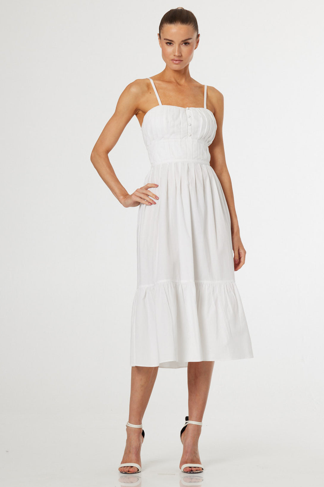 ladies white midi dress S Luxury Cotton with Open Back & Feminine Tiered Silhouette Size:custom made(please leave your size when take order ) The Underrated Storebought Salad and bold patterns handcrafted leather boots