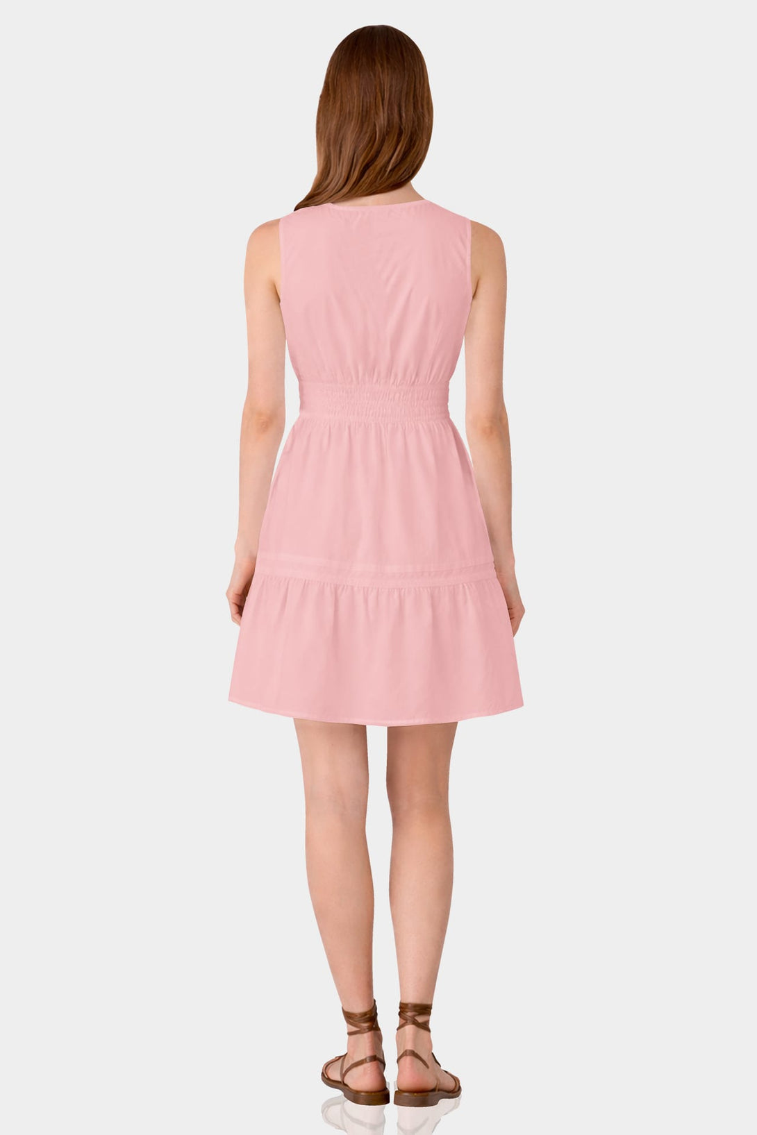 S Dusty Rose Fit and Flare Sleeveless Cotton Mini Dress – Travel Friendly Dress