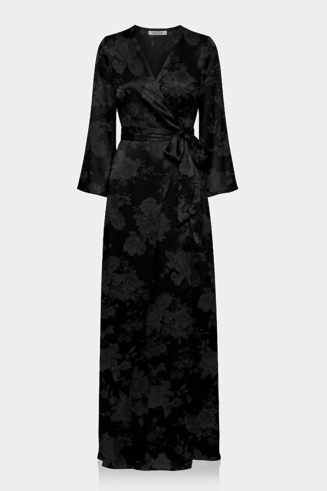 black silk wrap dress Baltic Born Womens Vara Satin Maxi | and other special occasions Designer Wrap Dresses For Women