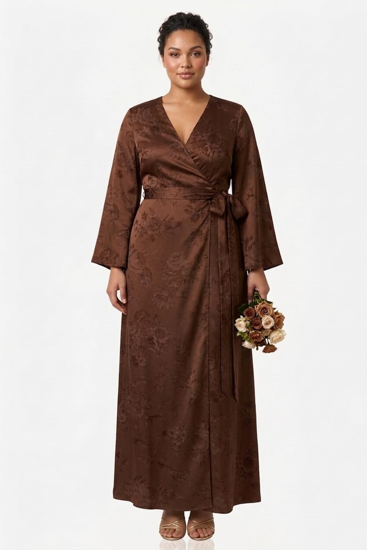 brown satin wrap dress Standard / S Chocolate Floral for Bridesmaids & Wedding Guests Size:AU/UK 6 - US 2 newjuly2024 Morley Xoe Dress Bleu featuring full