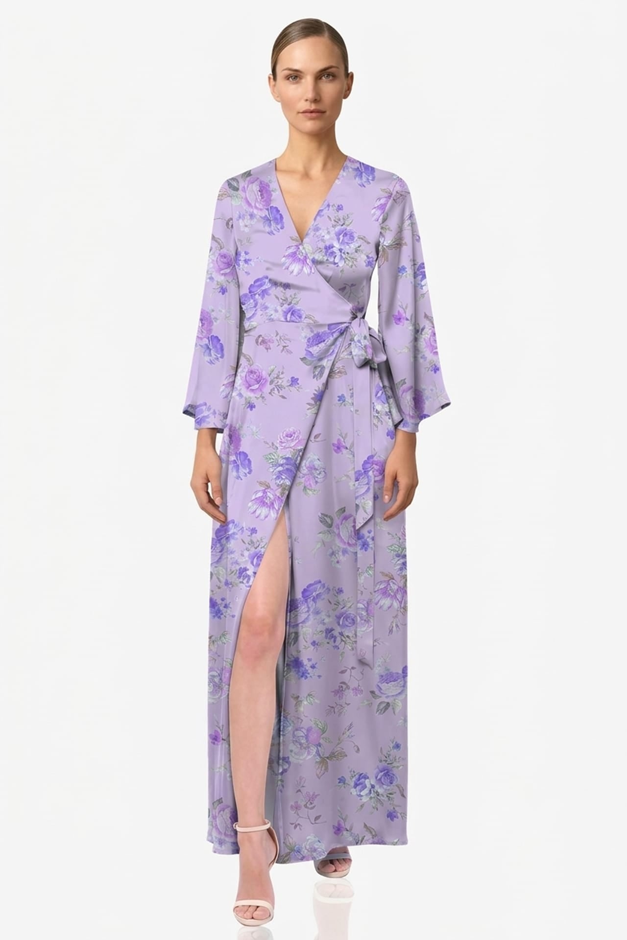 pastel floral wrap dress Watercolor Floral Print Wrap Maxi Dress - Pink Multi