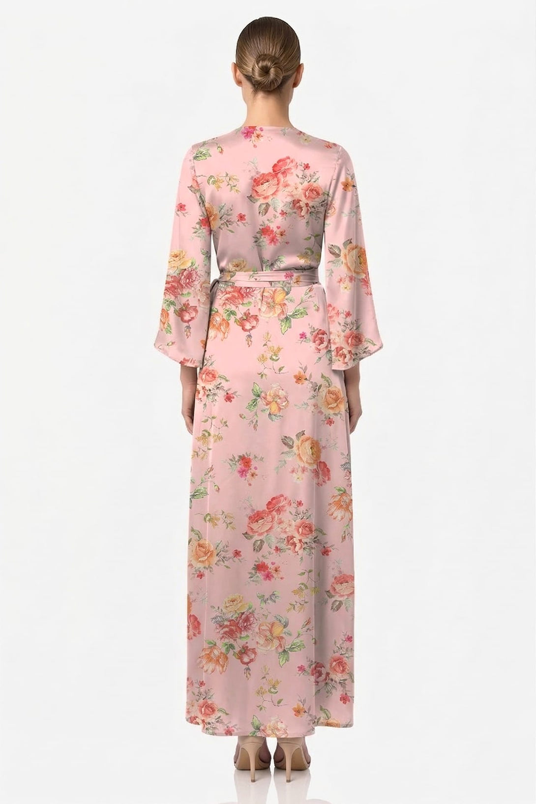 pink floral wedding guest dress Pink Floral Wrap Maxi Dress