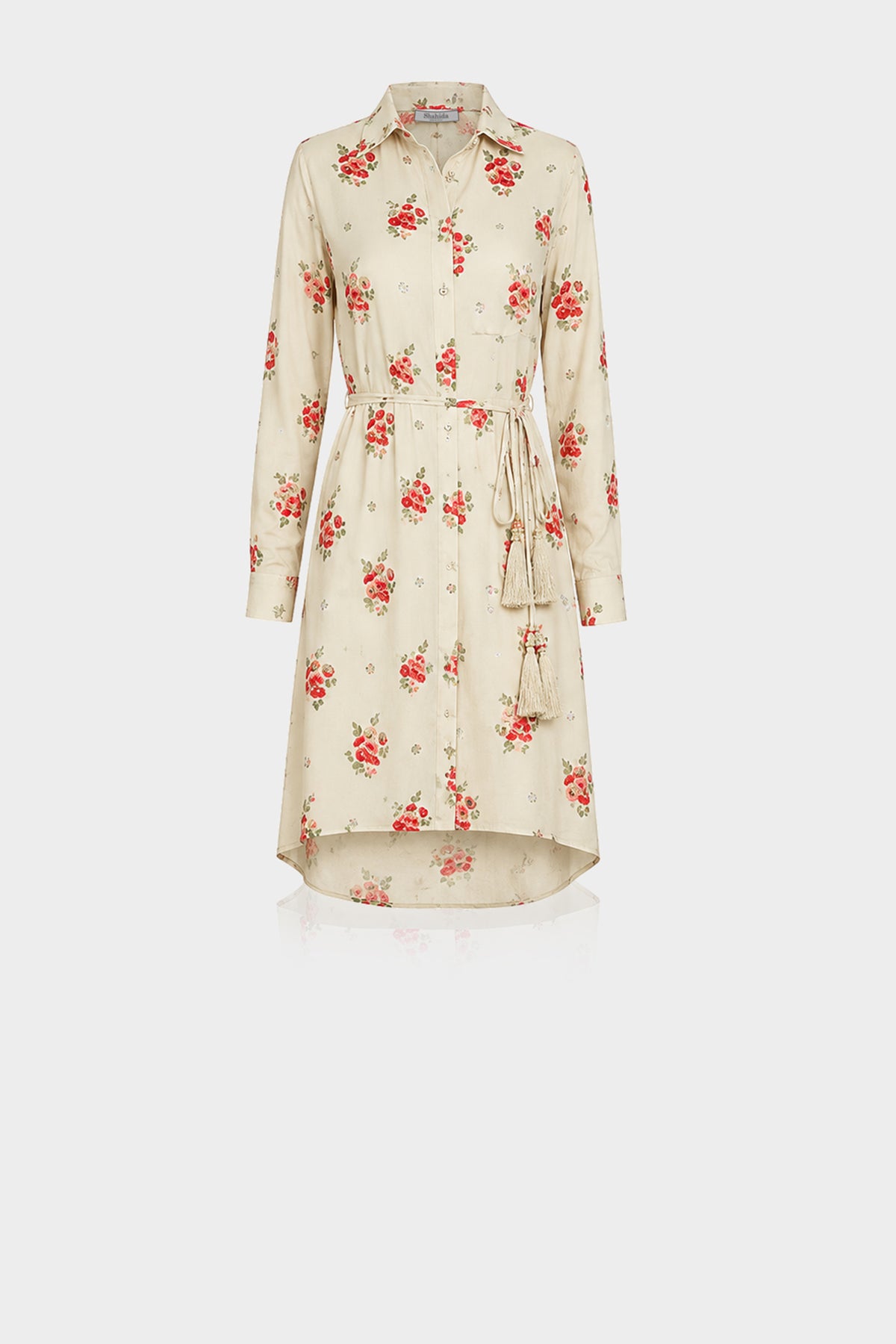 Mini Floral Embroidery Shirt Dress