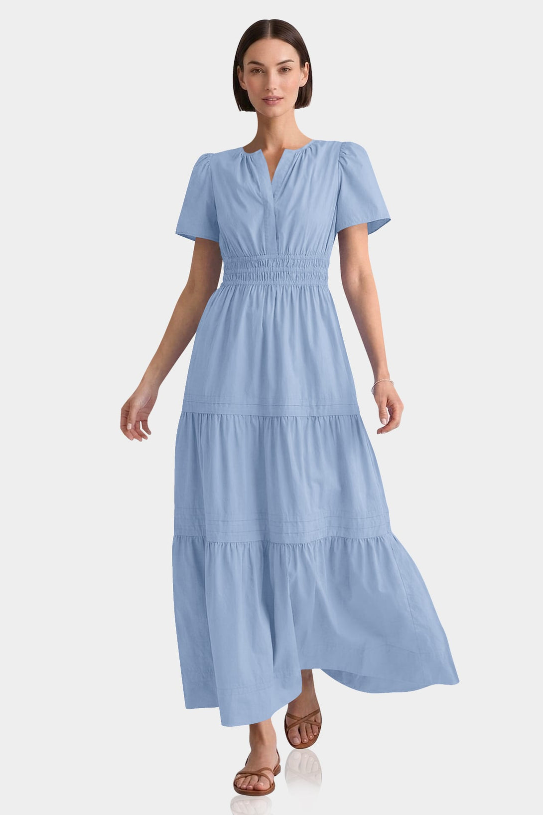 cotton flowy maxi dress Steel Blue Cotton Resort Wear Maxi Dress
