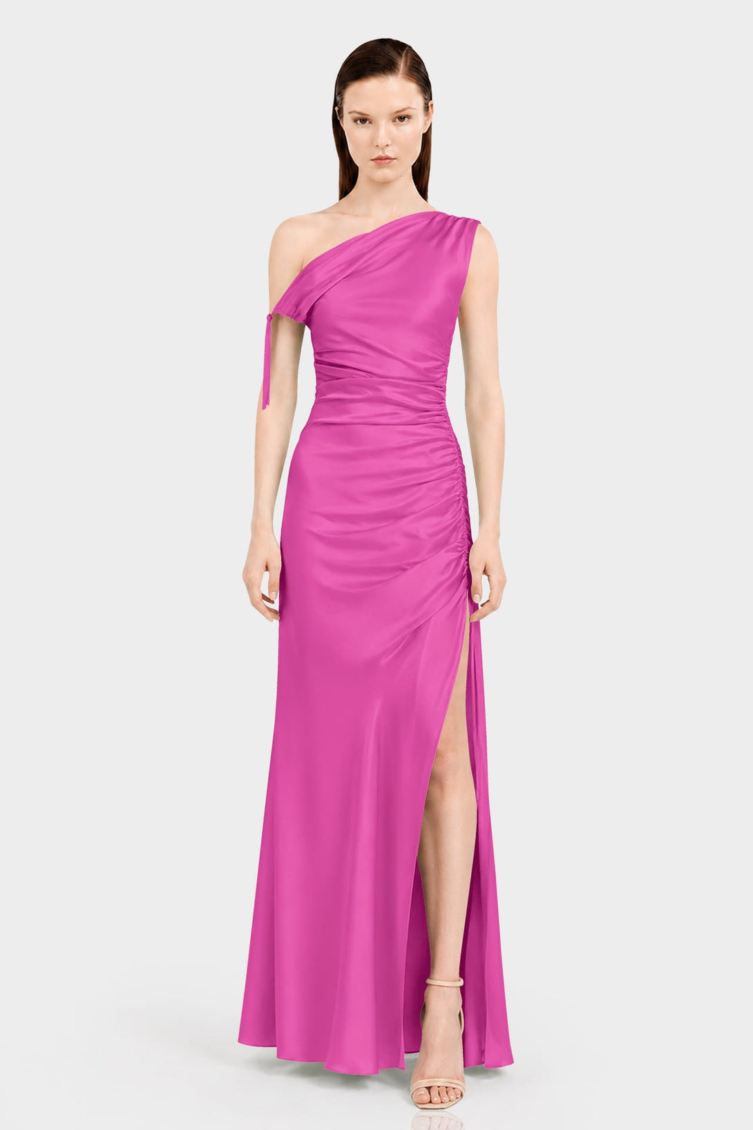 fuchsia pink formal dress Stretch Satin Bridesmaid Maxi – Shahida Parides december