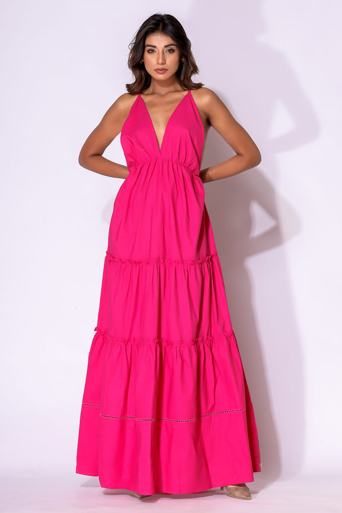 deep plunge evening dress Women's Black Chiffon Deep Plunge Cut Out Maxi Dress