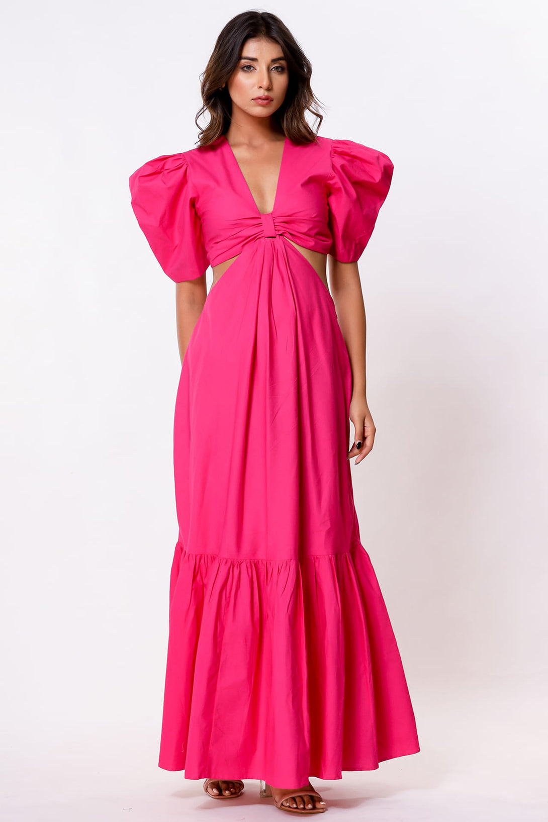 fuchsia pink wrap dress Final Sale Plus Size Faux Wrap Dress in Pink Fuchsia