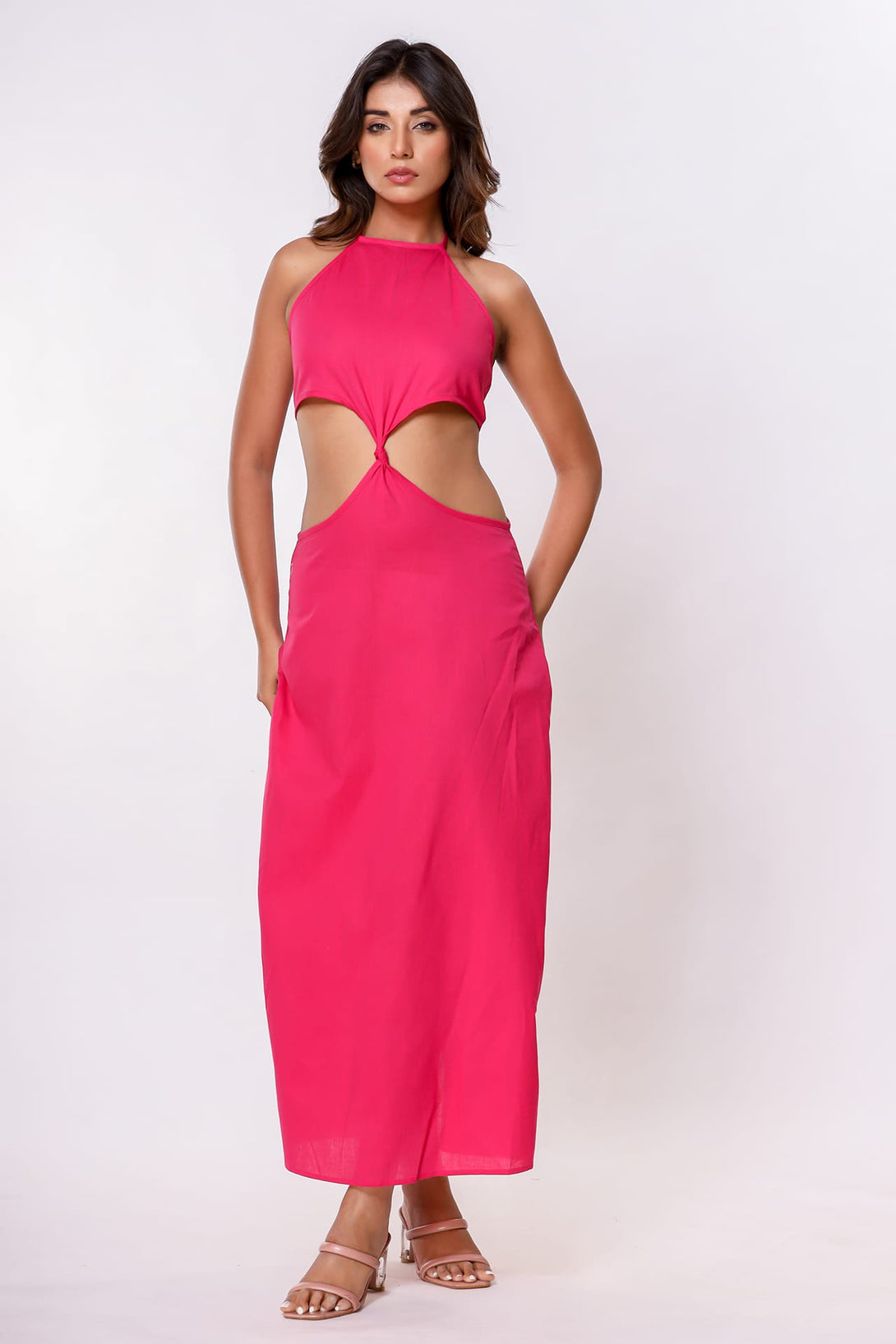 fuchsia women's dress Power Sleeve Gown 2 Silk Long Sleeve Wrap Dress