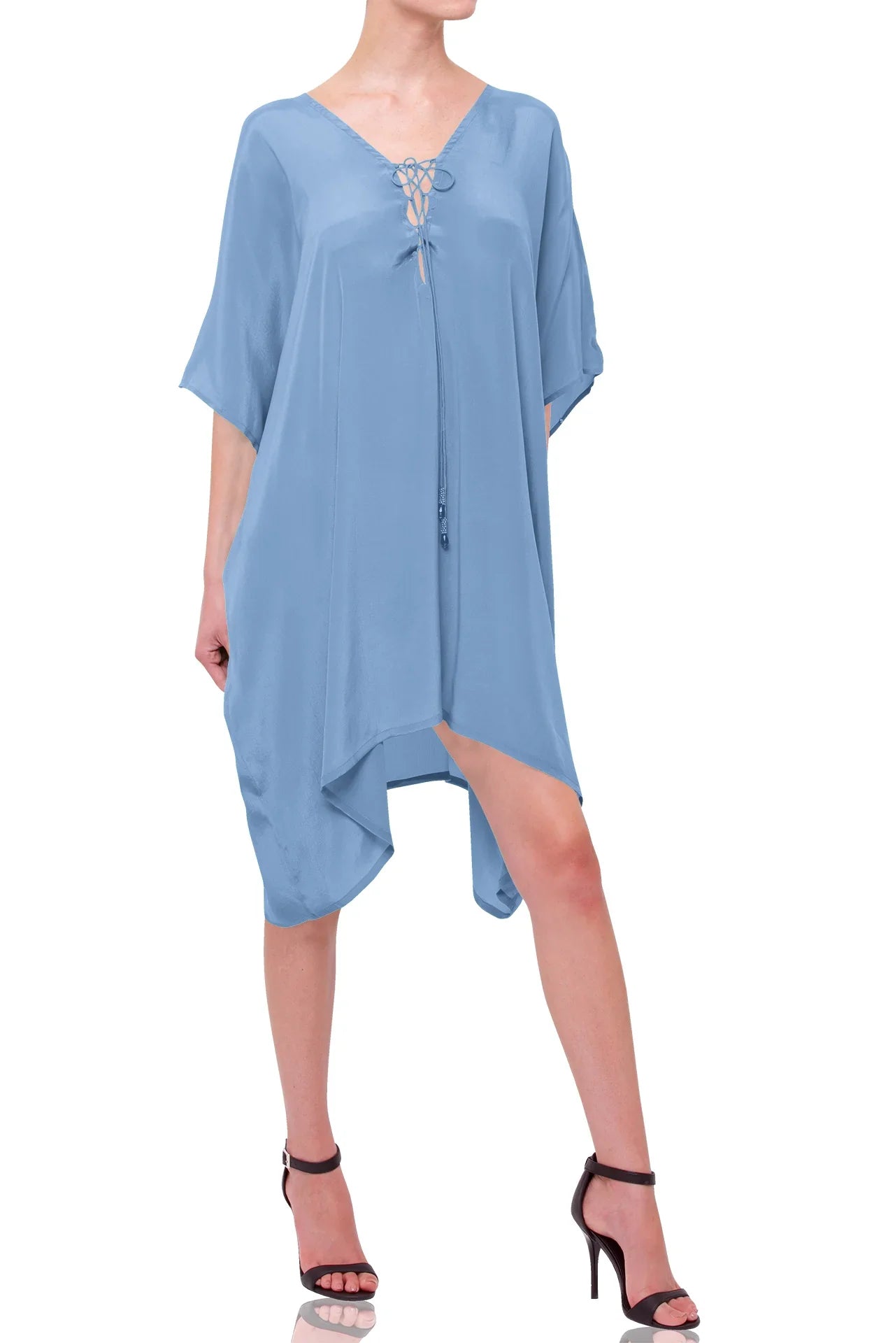 knee length dresses for ladies Meera Turquoise Paisley Midi Kaftan Dress main image 0