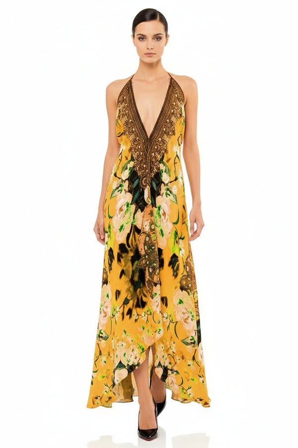 luxury beach dresses Pink Silk Designer Maxi Dress