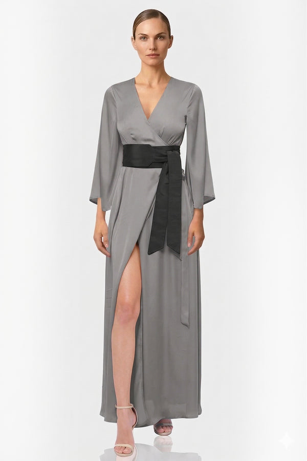 Taupe wrap Dress Shahida Parides Taupe wrap Dress Shahida Parides