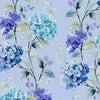 Blue Floral Print Strapless Satin Maxi Dress with Scarf