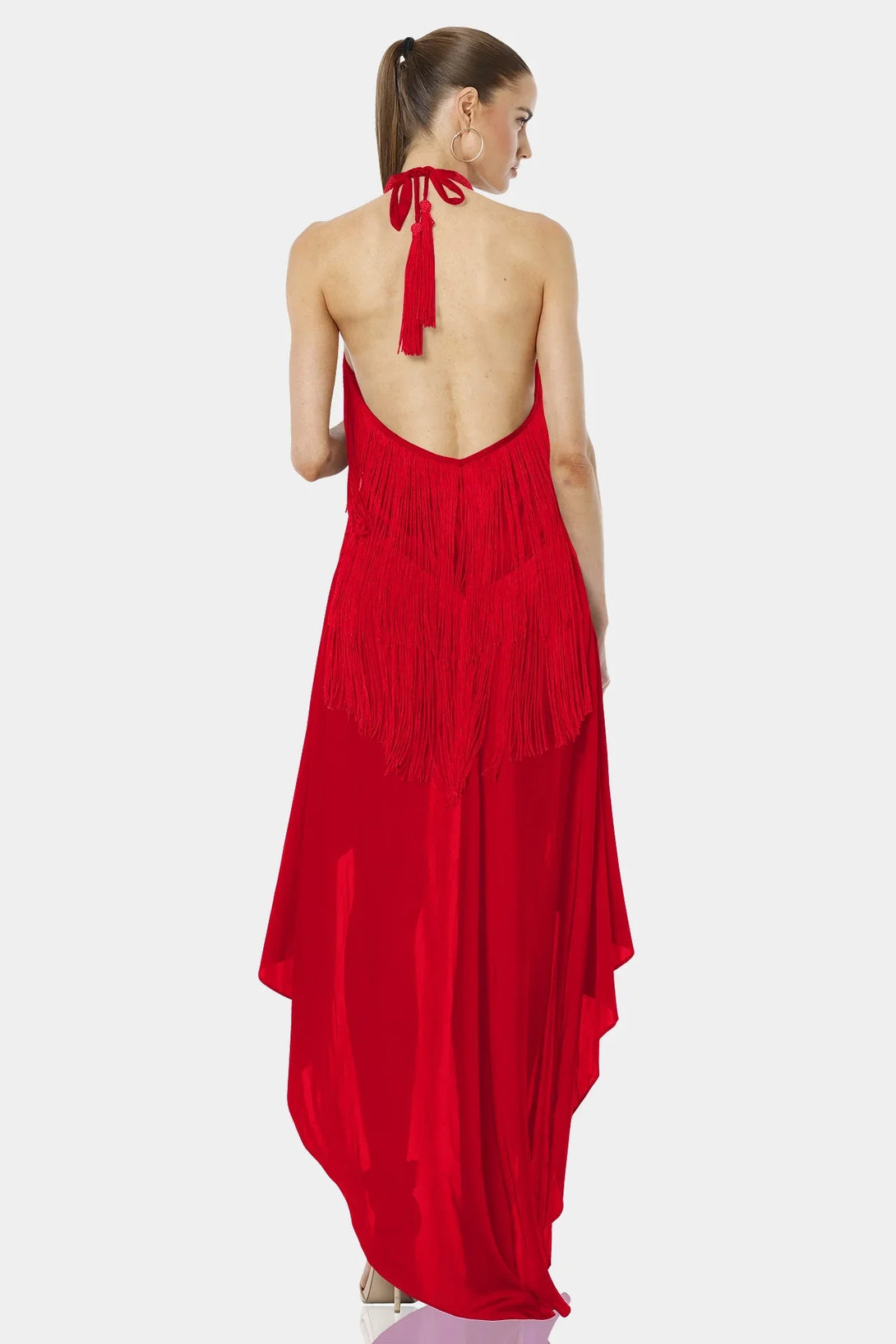 Red Dress | Fringe Halter Dress | Shahida Parides Red Dress | Fringe Halter Dress | Shahida Parides