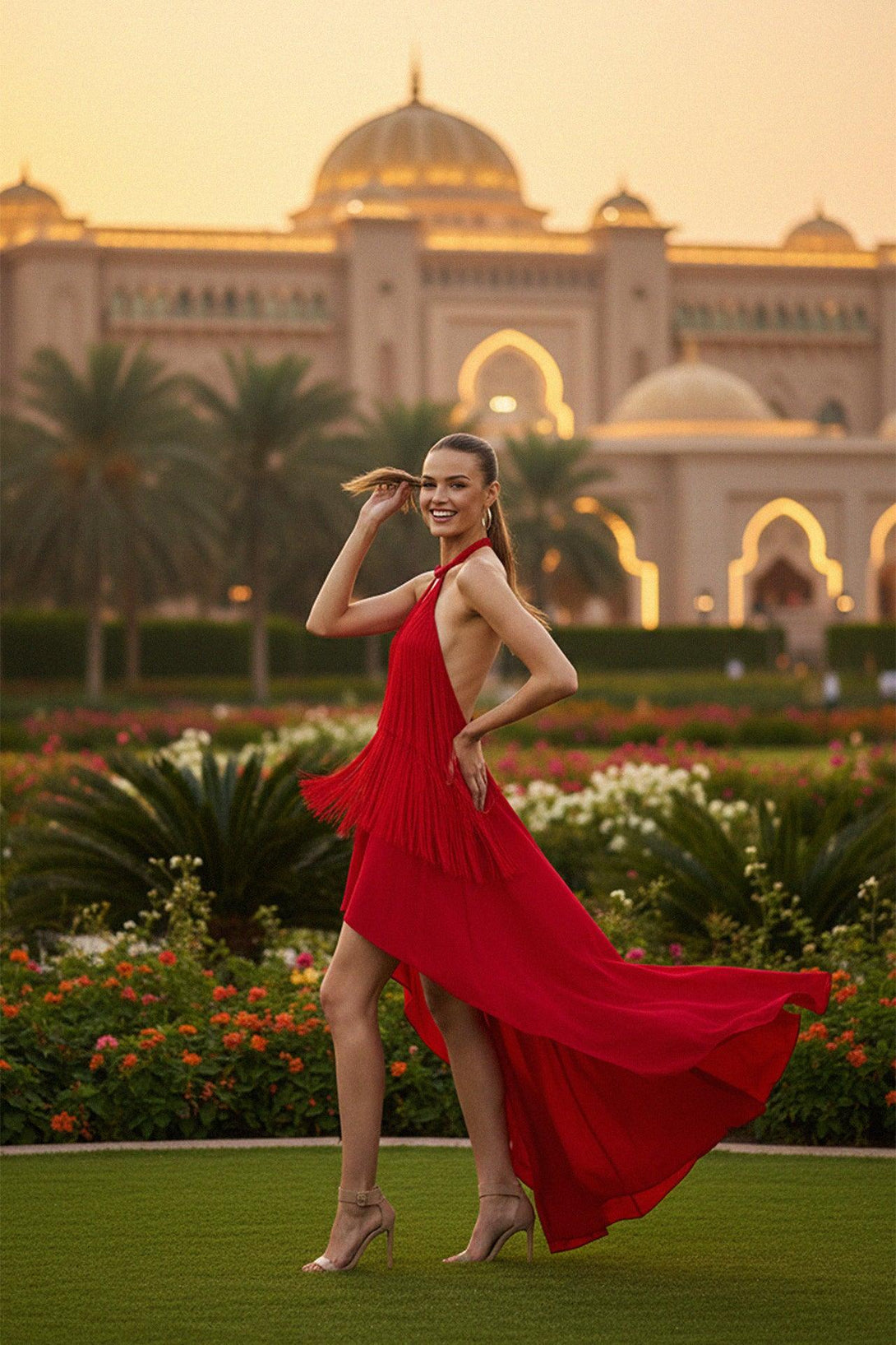 Red Dress | Fringe Halter Dress