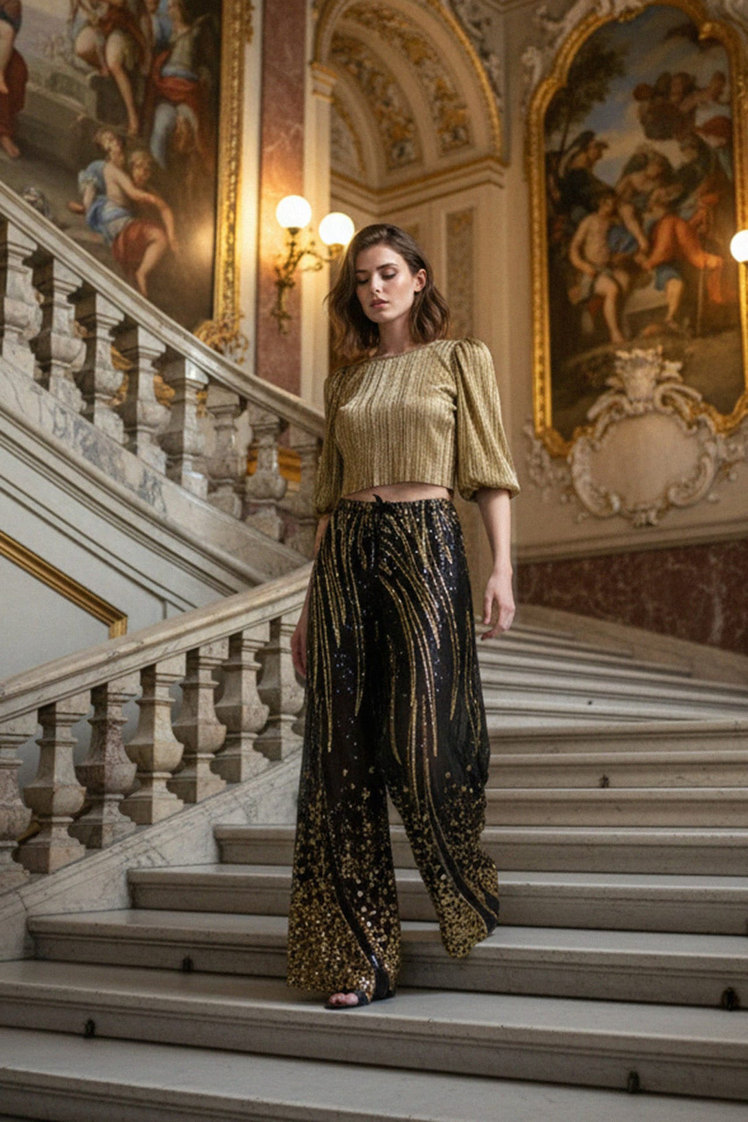 Shahida,
High-End Sequin Pants,
Glamorous Sequin Pants,
Tailored Sequin Pants,