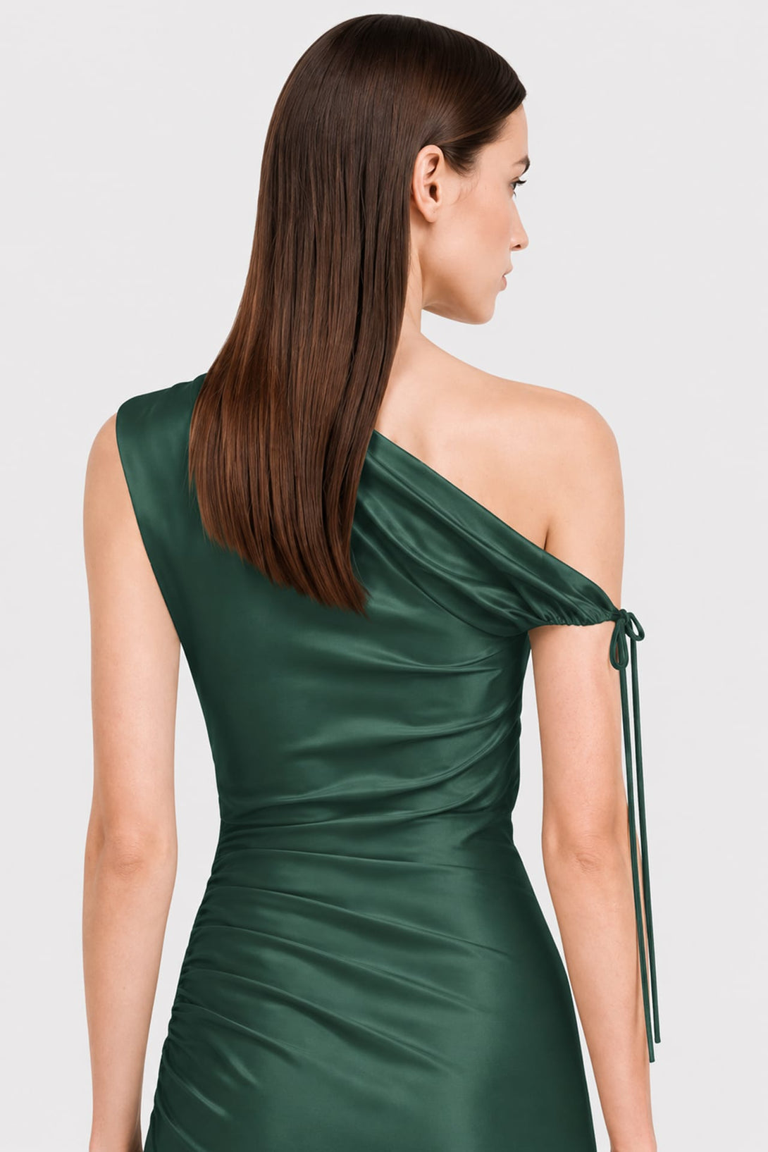 hunter green sheath dress One Shoulder Satin Evening Gown – Shahida Parides gown