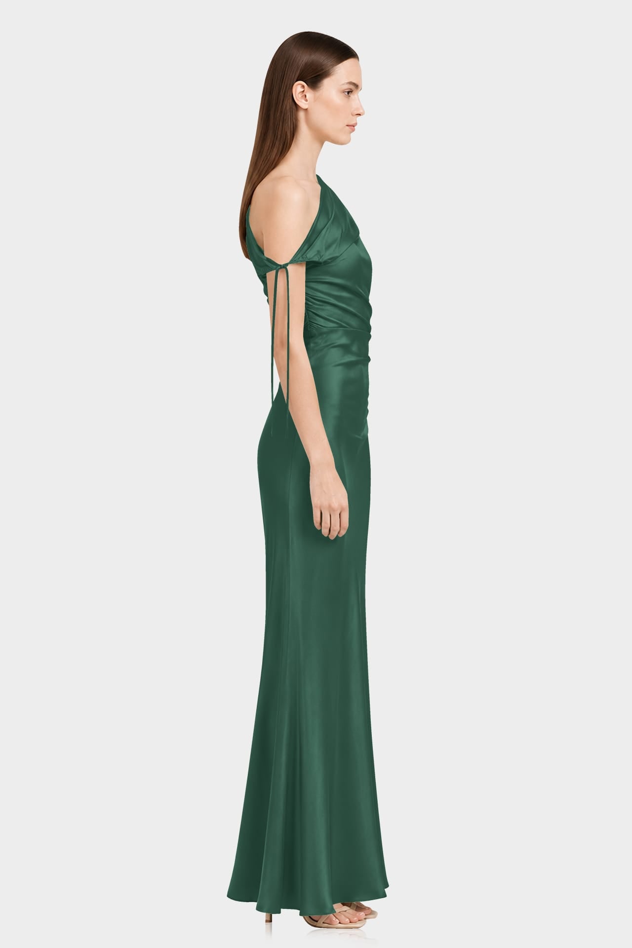 Hunter Green One Shoulder Satin Evening Gown – Shahida Parides