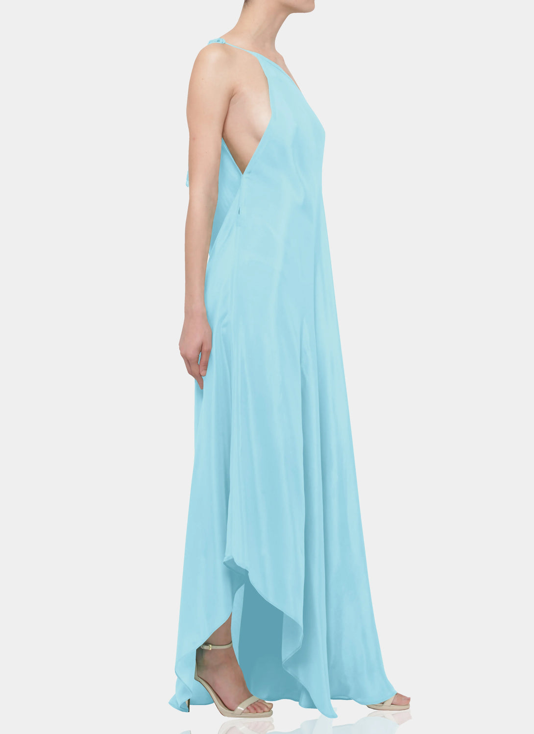One Size Ice Blue Formal Maxi Scarf Dress