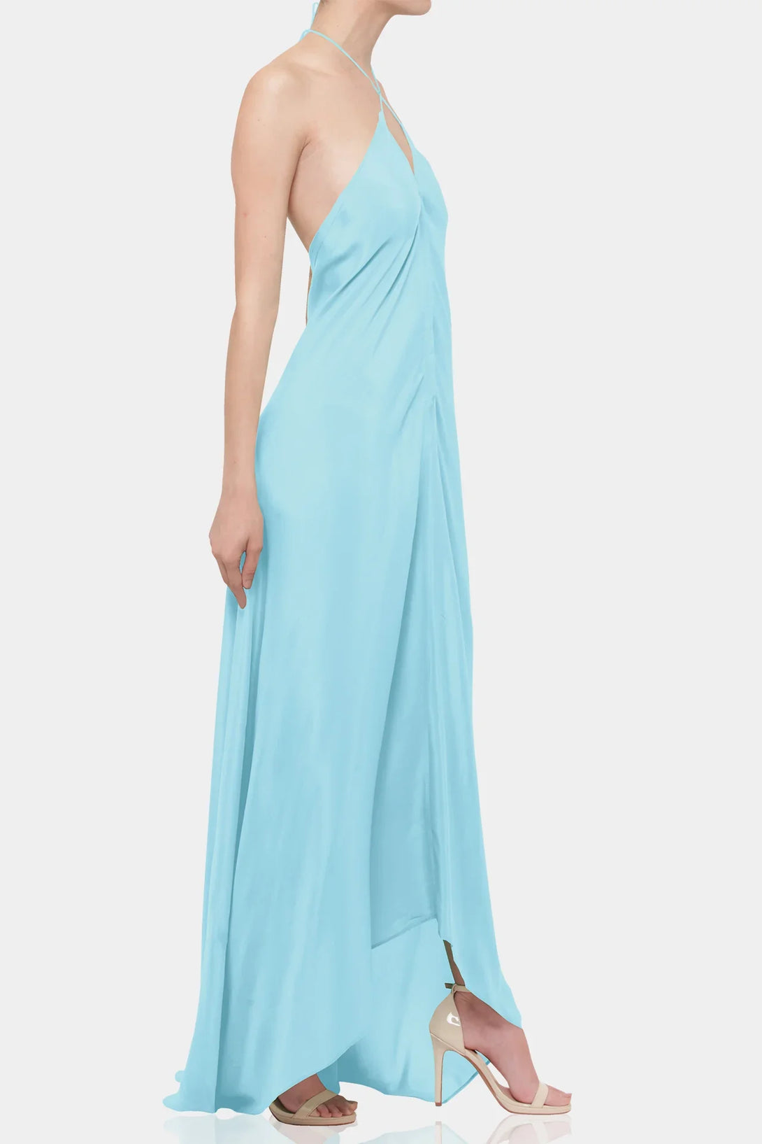 ice maxi dress One Size Ice Blue Formal Maxi Scarf Dress