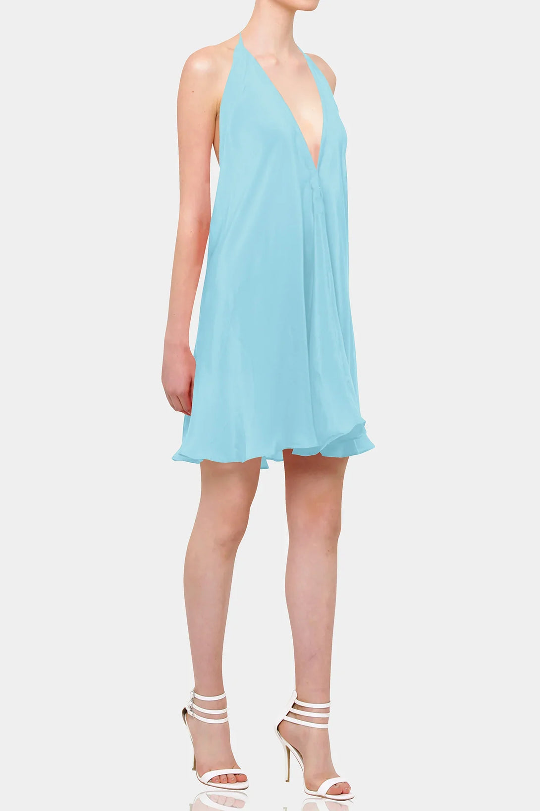 Designer Ice Blue Mini Scarf Dress
