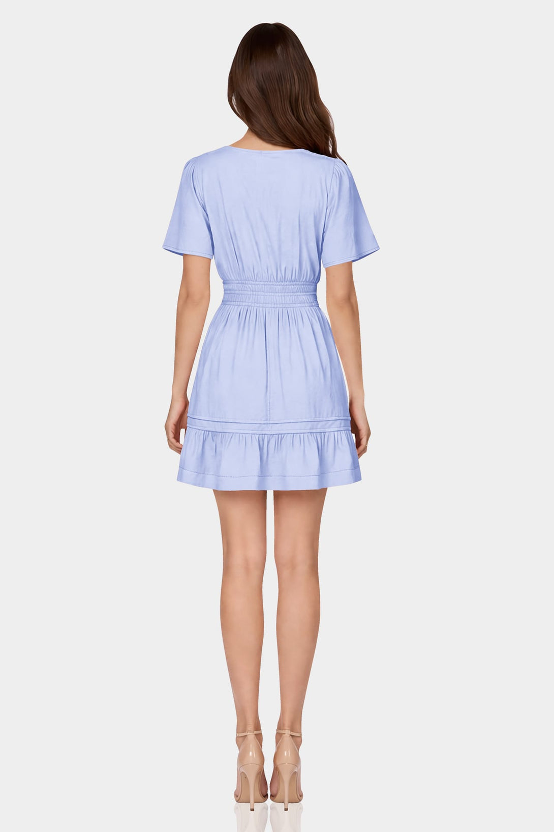 icy blue short dress Fern Puff Sleeve Mini Dress