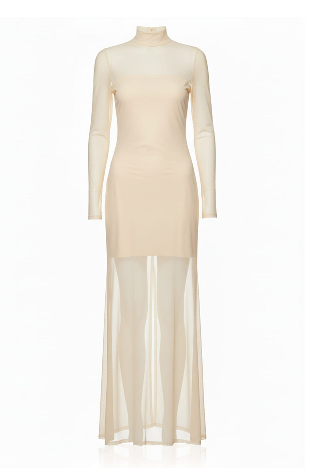 S Ivory Sheer Organza High Neck Maxi Dress S Ivory Sheer Organza High Neck Maxi Dress