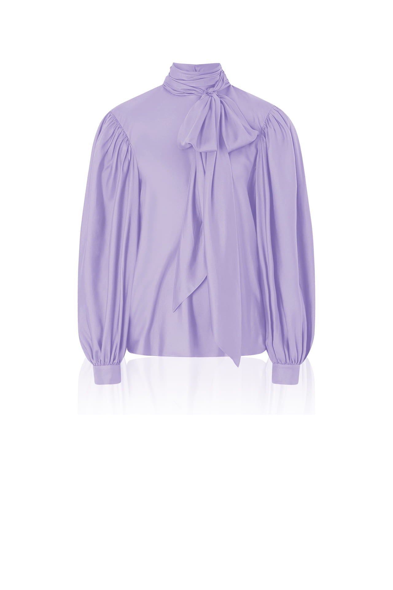 Lavender Satin-Twill Tie-Neck Blouse | Shahida – Shahida Parides