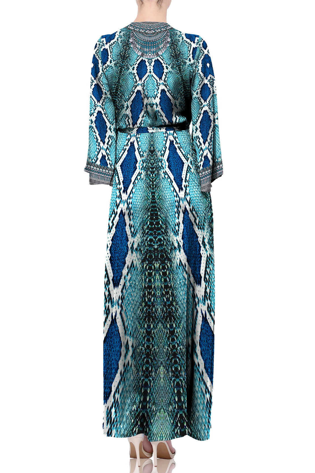S - M Light Blue Snake Print Wrap Dress S - M Light Blue Snake Print Wrap Dress