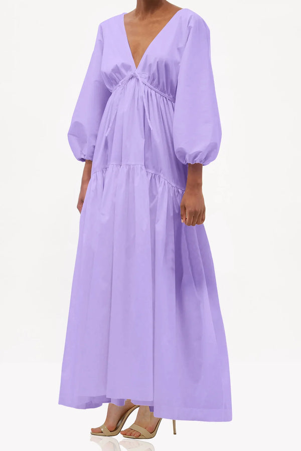 Light Purple Puff Sleeve Maxi Dress