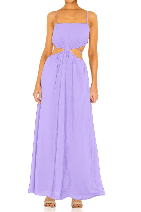 Light Purple Waist Cut Maxi Dress for Women