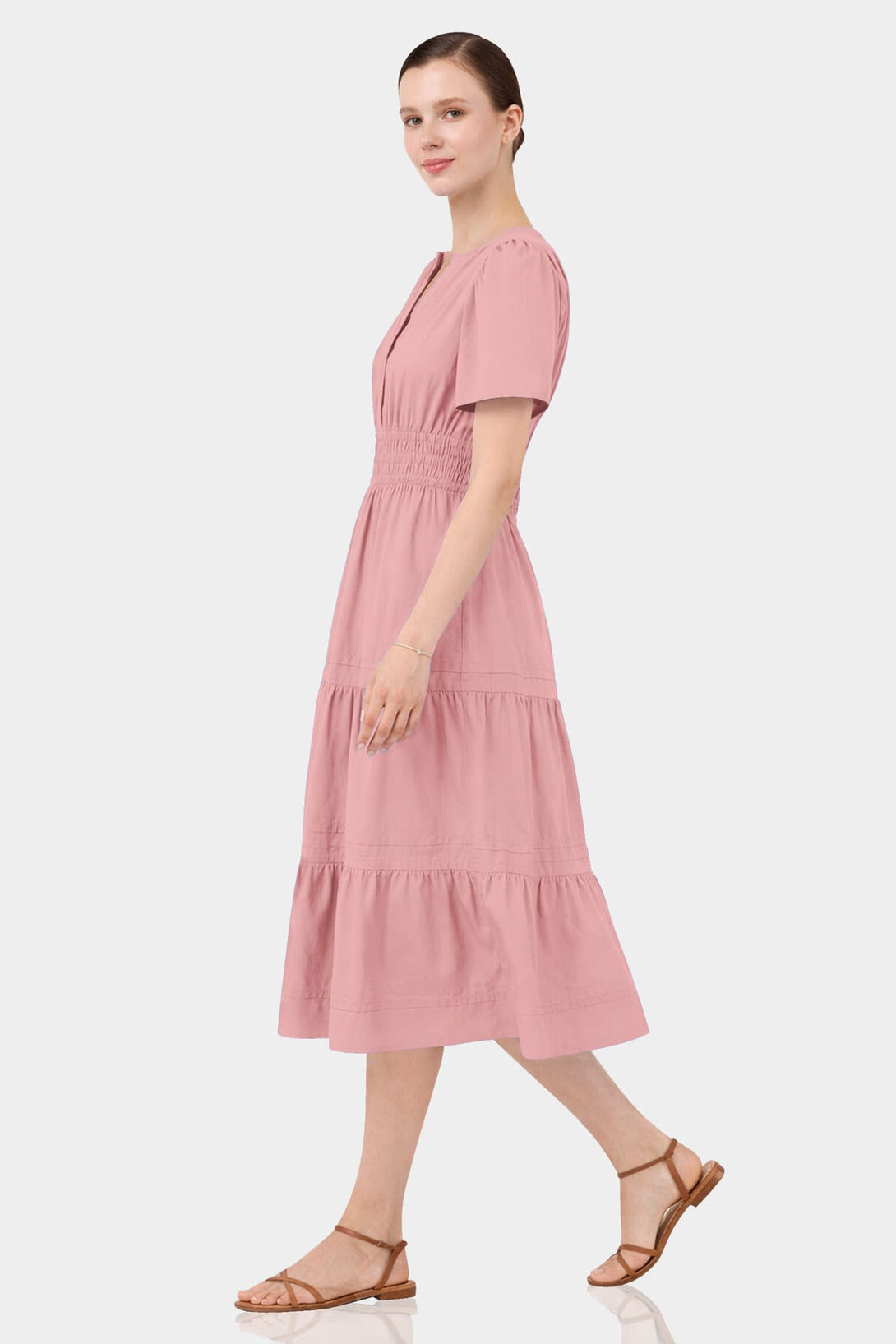 dusty pink summer dress Standard / S Rose Tiered Hem Cotton Midi – Travel-Friendly Midi Dress Retail Price:199.00 Black A-Line Lace Mini and evening events Wood:Maple w/ Walnut Top & Walnut Accents