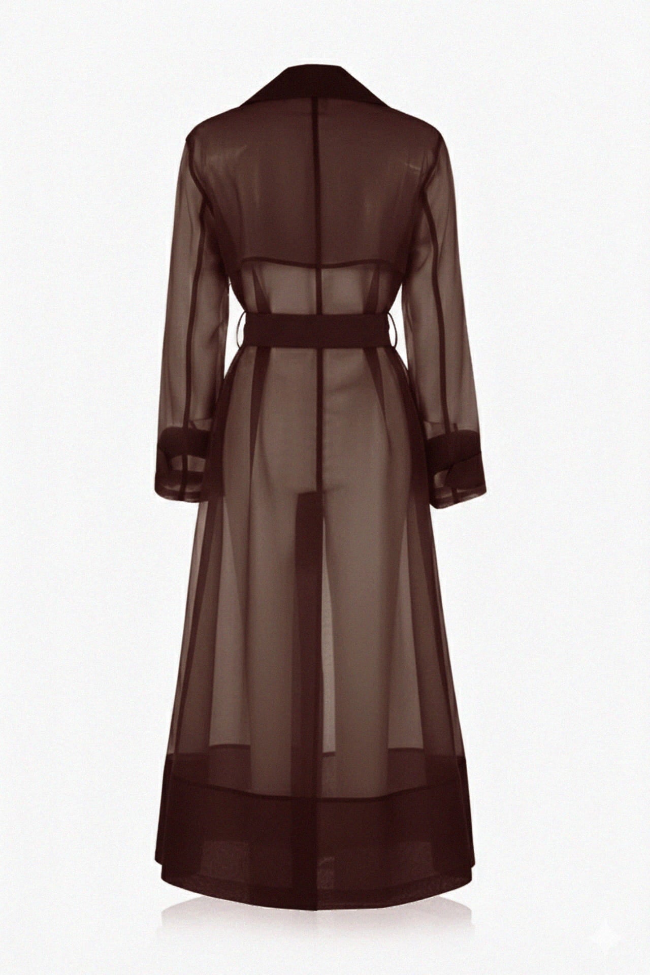 Espresso Luxury Trench Coat Women | Silk Organza Sheer Layer