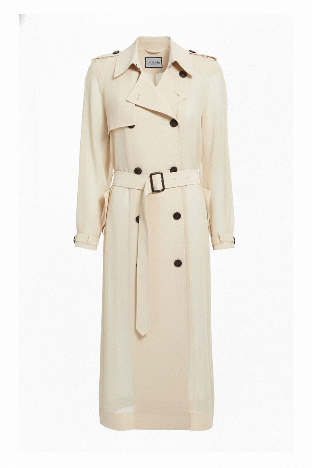 Shahida Parides,
elegant trench coat,
tailored maxi coat,
ankle-length coat,